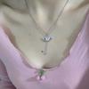 Romantic Heart Pendant Necklace with Angel Wing Zircon Collarbone Chain Elegant Gift For Women Best Friend