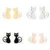 Japanese Korean Cute Cat Star Stud Earrings - Stainless Steel Animal Ear Accessories