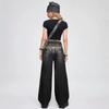 Womens Wide Leg Straight Cut Denim Pants With Embroidered Dagger Detail Loose Fit Streetwear Style