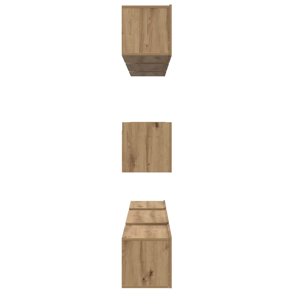 Wall Mounted TV Cabinet Set 8 pcs Artisan Oak Wood Based Material