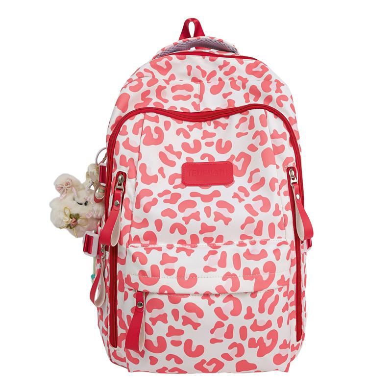 Leopard Print Backpack Junior High School Student Lightweight Schoolbag Girl's Large Capacity Backpack