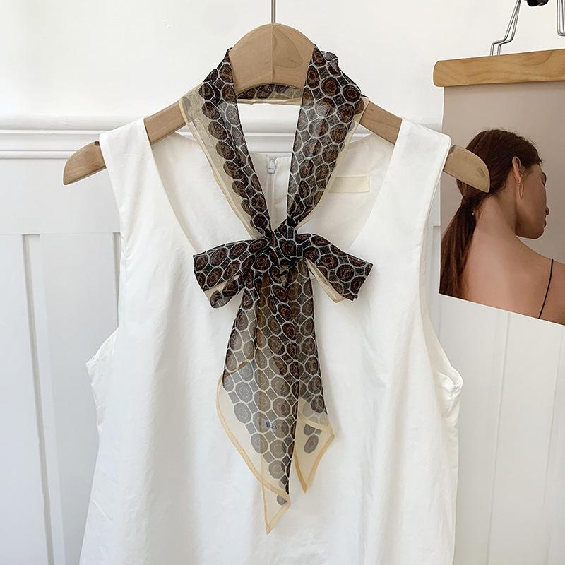 

Long polka dot silk scarf, high-end summer new printing streamer, versatile, loose decorative scarf, headscarf, headband.
