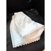 Women's White Lace Trim Patchwork Casual Wide-Leg Shorts - Summer Loose Fit, Versatile, Petite.