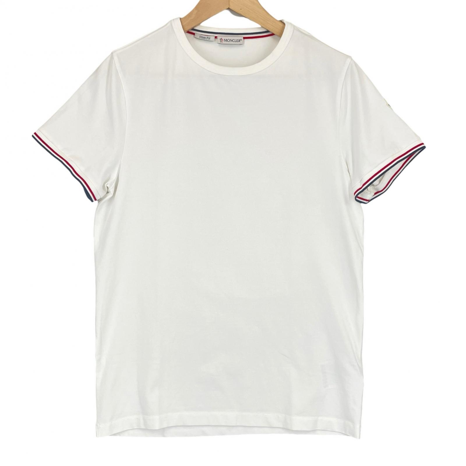 

Used MONCLER TricolorShort sleeve T-shirt white cotton mens