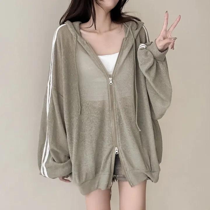 Dünne Leinenjacke Mode Damenjacke Sonnenschutzkleidung Retro Locker Langärmliger Strickcardigan