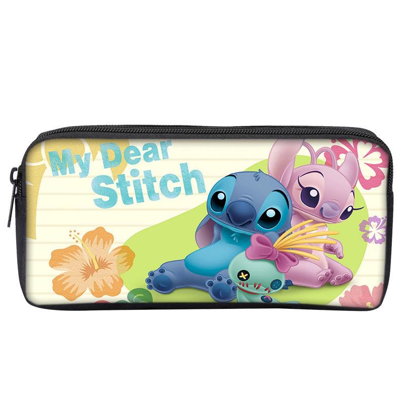 Anime Peripheral Stitch Stitch Pencil Bag Single Layer Pencil Bag Student Children'S Stationery Bag Cartoon Printing Pencil Bag