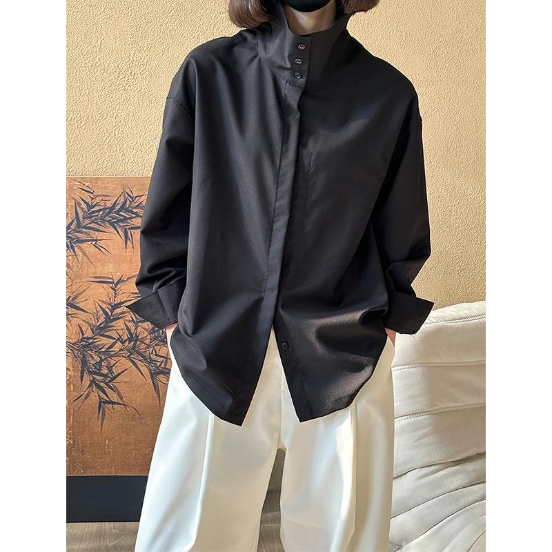Zhichun Spring Women's Trendy Loose-Fit Long Sleeve Casual Shirt in Orange