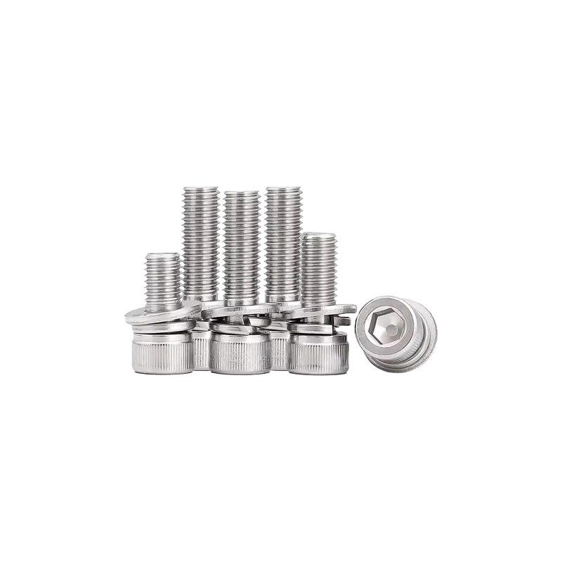 304 Stainless Steel Hex Socket Cap Screw with Washer - Sizes M3, M4, M5, M6, M8, M12