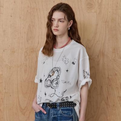 Biz HeadseT Estampa Doodle Camiseta Gola Redonda ze07qT042na