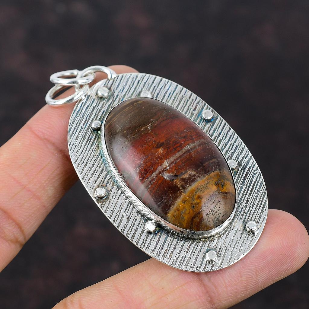 Red Snakeskin Jasper Pendant 925 Sterling Silver Pendant Genuine Gemstone Jewelry Handmade Unique Style Pendant Gift For Wife Silver Jewelry