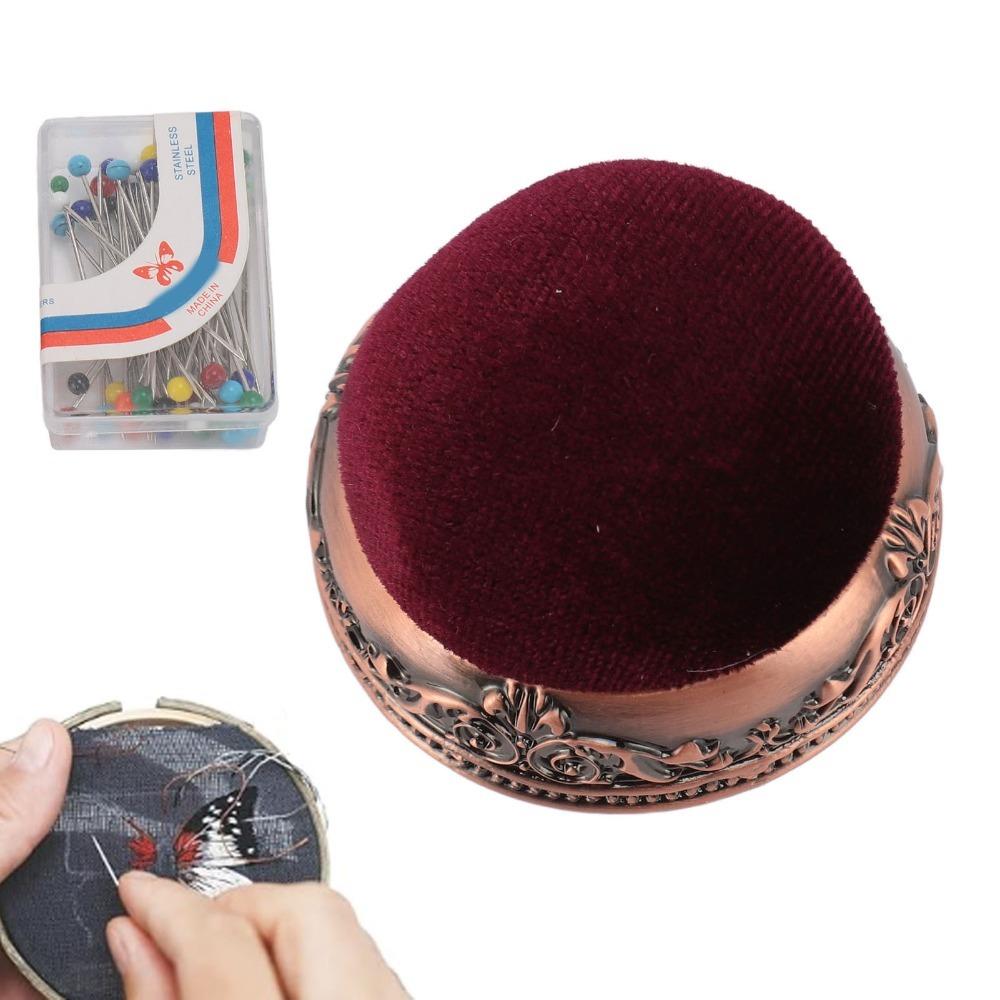 Half Ball Shape Retro Needle Cushion Soft Elastic Design Metal Base Pin Cushion  For Sewing