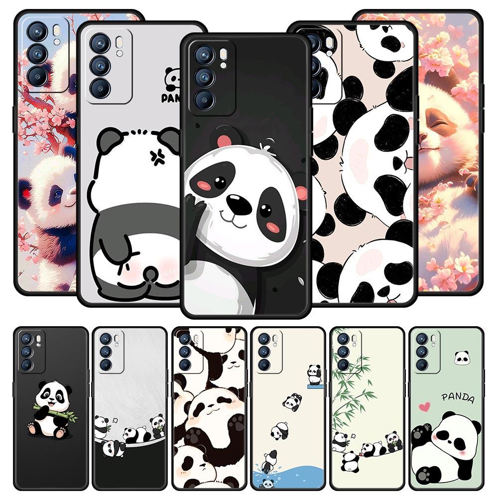 Phone Case For Oppo Reno13 Reno12 Reno11 F Reno10 Pro A54 A53 A95 A76 A74 A57 A98 A80 A79 5G A78 4G Cover Cartoon Panda