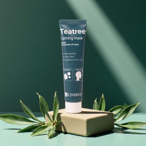 LINDSAY Cooling Calming Moisturizing Turnovers Tea Tree Calming Mask Peel Off Pack 70ml+free Pack Brush
