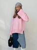 Women's Pullover Sweater with A V-neck and A Slit At The Bottom