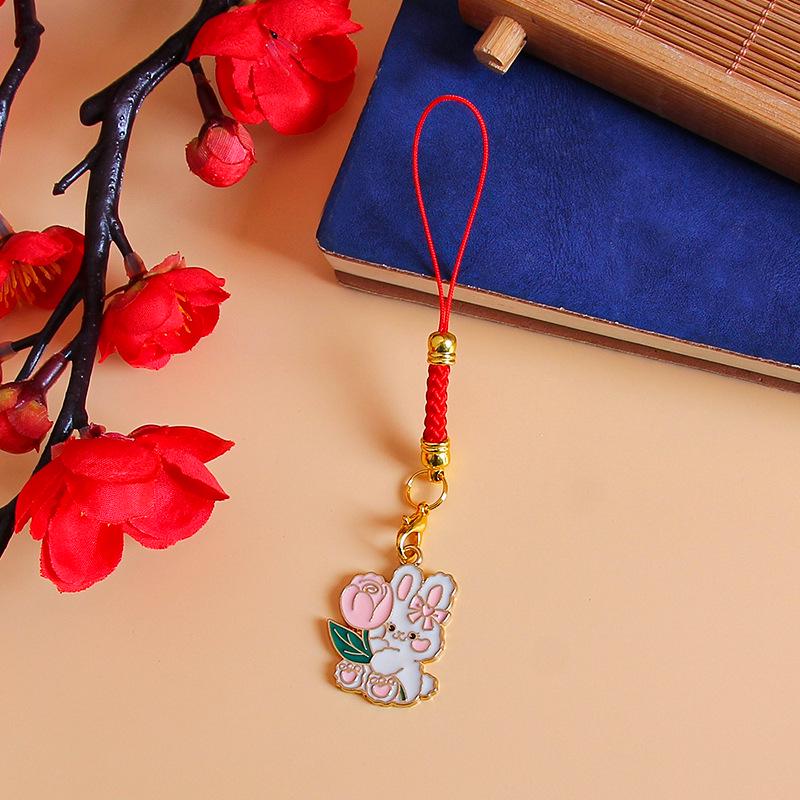 Mid-Autumn Rabbit Keychain Lanyard with USB Flash Drive & Cute Kitten Ornament