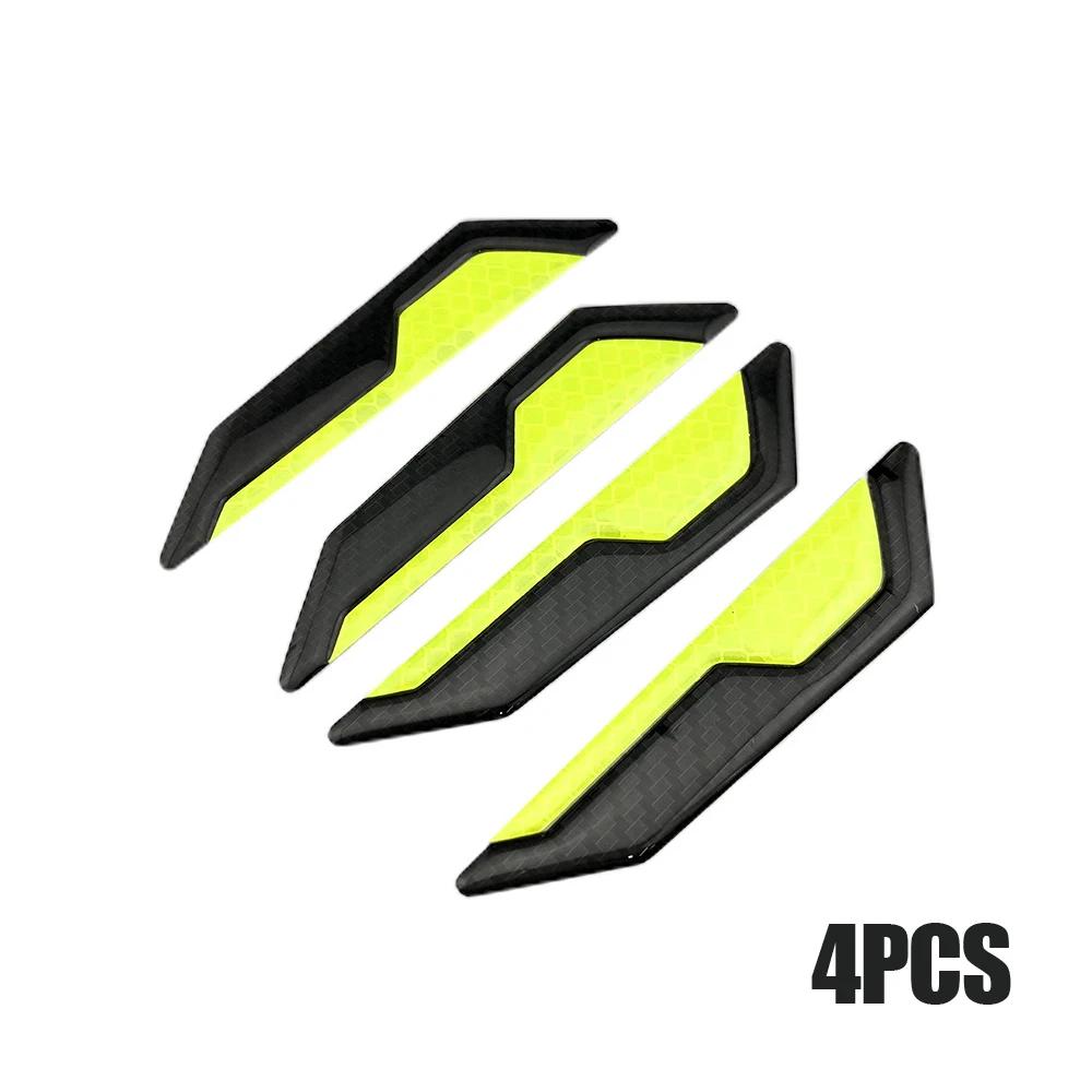4x Car Side Door Edge Anti-scratch Reflective Strip Carbon Fiber Style Reflective Warning Protector Stickers Decor Warning Strip