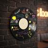 Decorative Vinyl Record Display DIY Graffiti Clock Ornament, Reusable Blank Acrylic Retro Tabletop Multi-color Marker Craft Wall Decor with