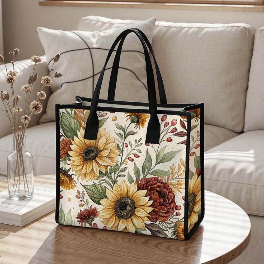 Vintage Sunflower Floral Tote Bag