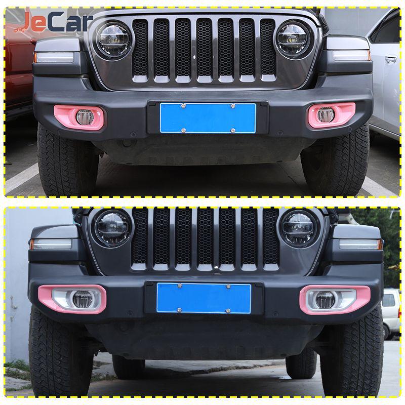 JeCar Car Front Bumper Fog Light Cover Lamp Hoods Decoration For Jeep Wrangler JL JT Gladiator 2018 Up Car Exterior Accessories