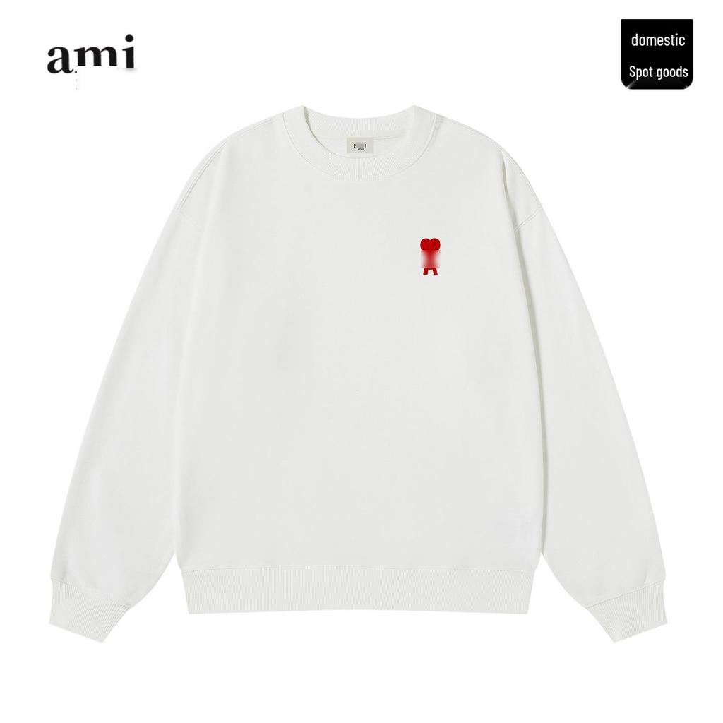 Unisex schwarzes Baumwoll-Rundhals-Sweatshirt mit Herzstickerei - Trendig und bequem für den Herbst.