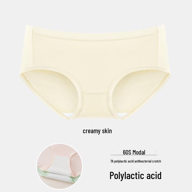 Seamless Women's Mid-Rise Modal Underwear with 7A Mulberry Silk and Antibacterial Crotch