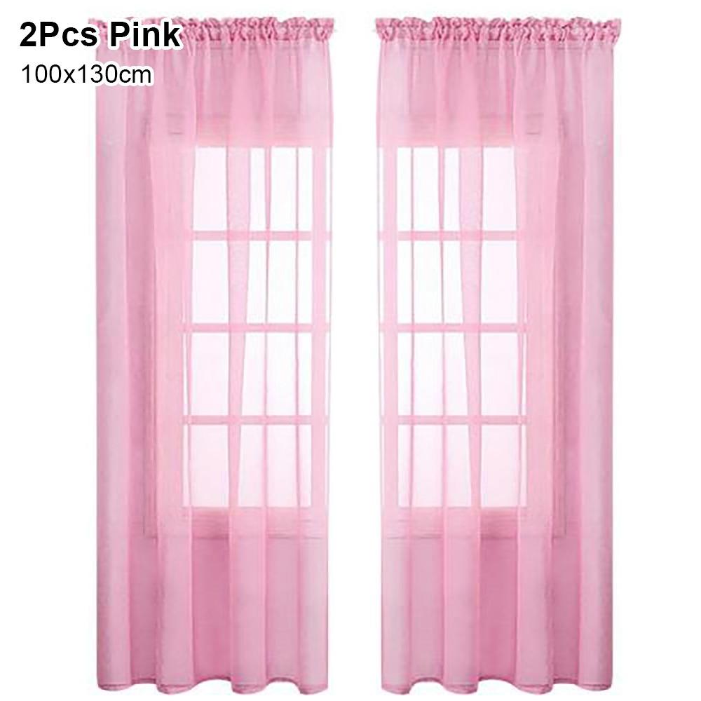 1/2Pcs Rod Pocket Voile Sheer Curtain Door Drape Shades Living Room Bedroom Kitchen Decoration