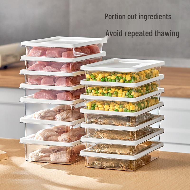 Transparent Food-Grade Freezer Storage Box with Lid for Fresh-Keeping