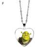 Pendant Necklace Heart Cartoon Shrek Pattern Jewelry Bright Luster Adjustable Necklace for Birthday