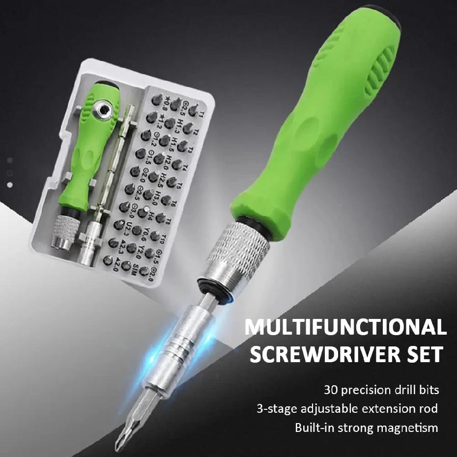 32 In 1 Multifunctional Screwdriver Set with 30 PCS Torx Phillips Magnetic Screw Driver Bits Hand Repair Tool for Phone Watch PC