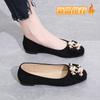 2025 Spring and Autumn New Single Shoes Women's Versatile Square Head Flat-soled Doudou Shoes Wedding Shallow Mouth Xiuhe Shoes Antique Women's Shoes