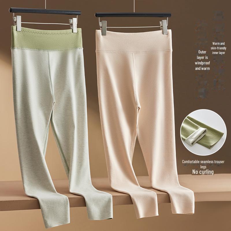 Damen Leggings mit hohem Bund, nahtlos, Bauchkontrolle, Kaschmirseide - Dick, warm, Übergröße für Herbst & Winter