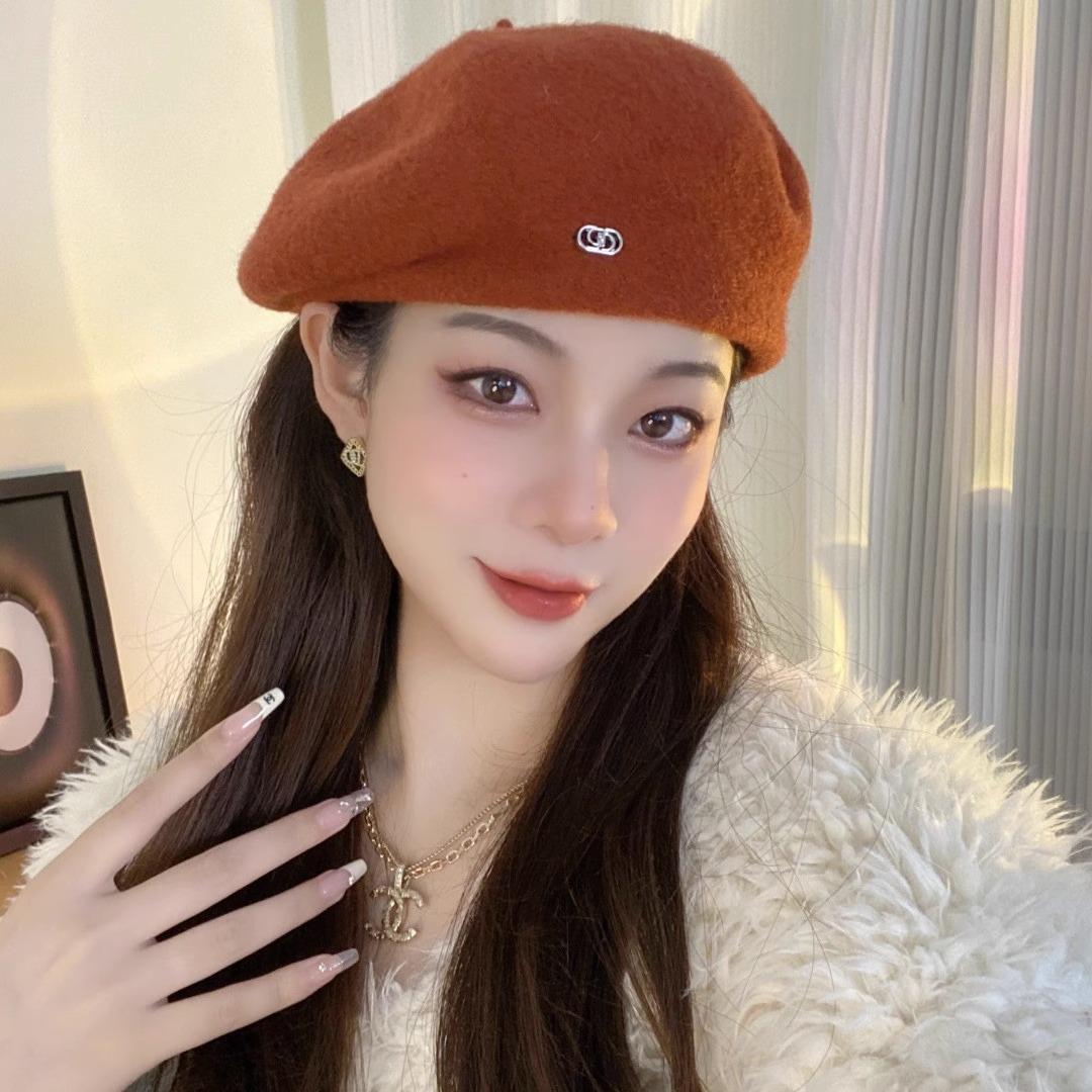 

Женский осенне-зимний шерстяной берет - Ретро шляпа художника в корейском стиле Тыква