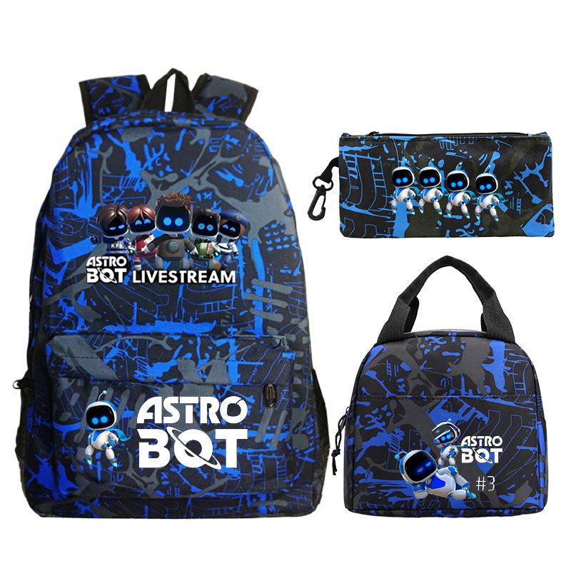 Game Astro bot peripheral printing fashion primary and secondary school students schoolbag three-piece set multi-function large capacity