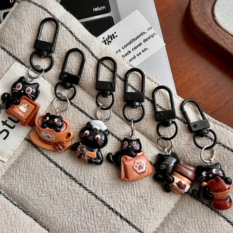 Black Cat Keychain Cute Cartoon Bag Pendant Keychain for Backpack Wallet Handbag Girlfriend Gift