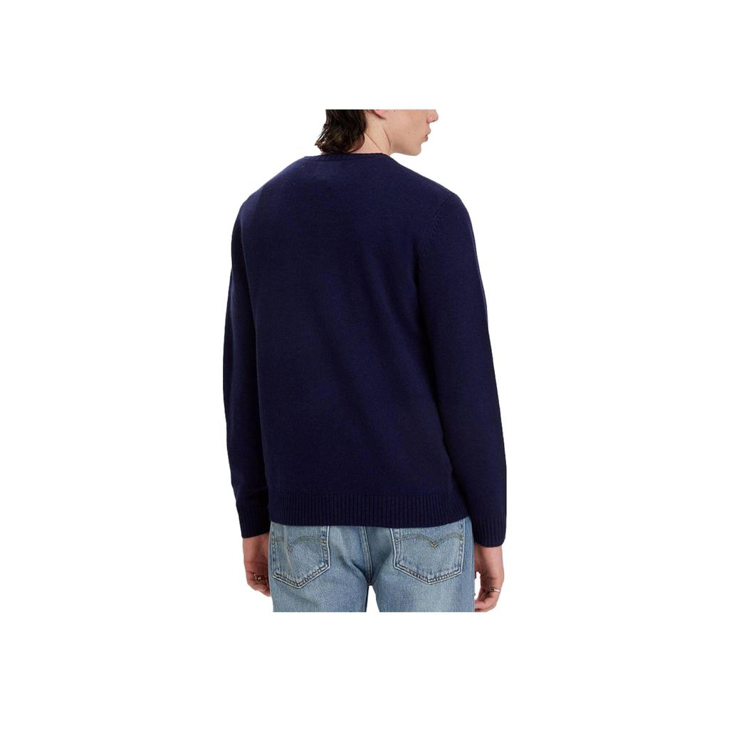Levis FW23 Solid Color Crew Neck Pullover Long Sleeve Sweatshirt Men Sweatshirt Blue A4320-0001