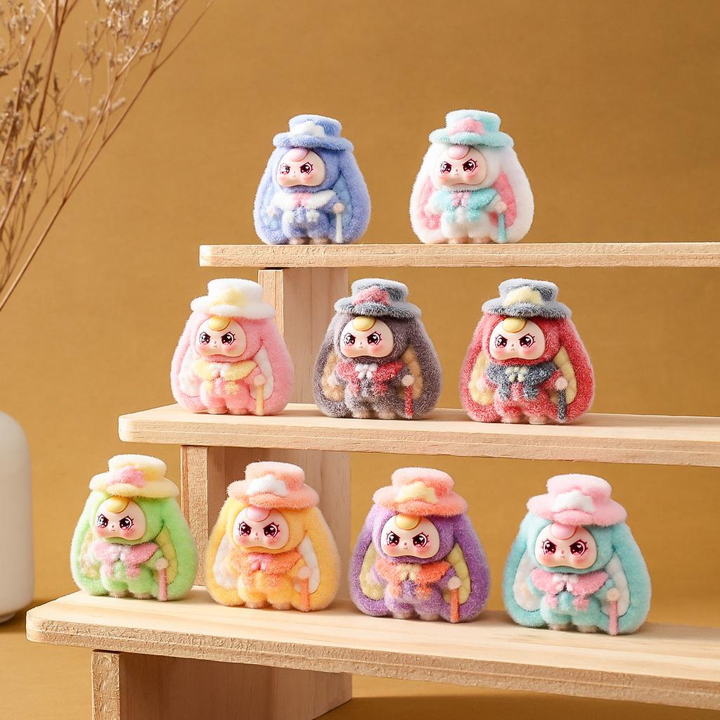 9Pcs Baby Three Flocked Cartoon Gentleman Mini Bean Dolls Cute 4Cm Desktop Ornaments Bag Accessories For Kids  Toys
