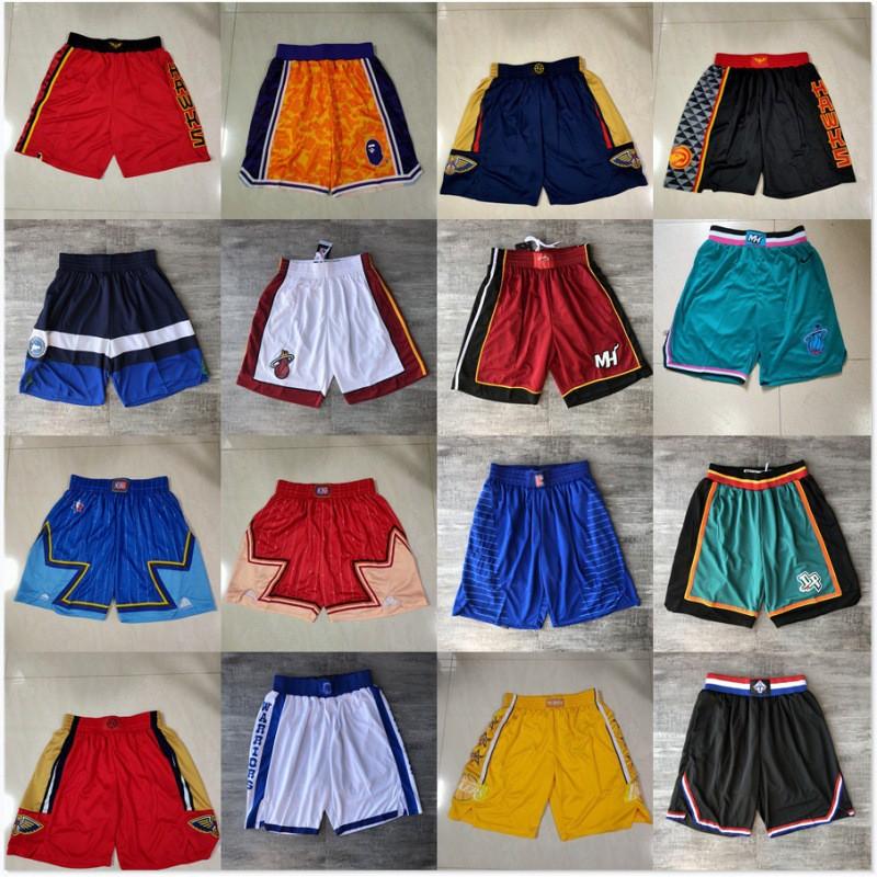 Mens Basketball Shorts NBA Team Design Cotton Athletic Practice Game Wear
