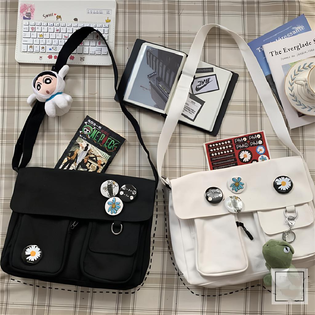 Canvas Crossbody Bags Youth Fashion Casual Large Capacity Ladies Shoulder Bag Solid Color Women Messenger Bag