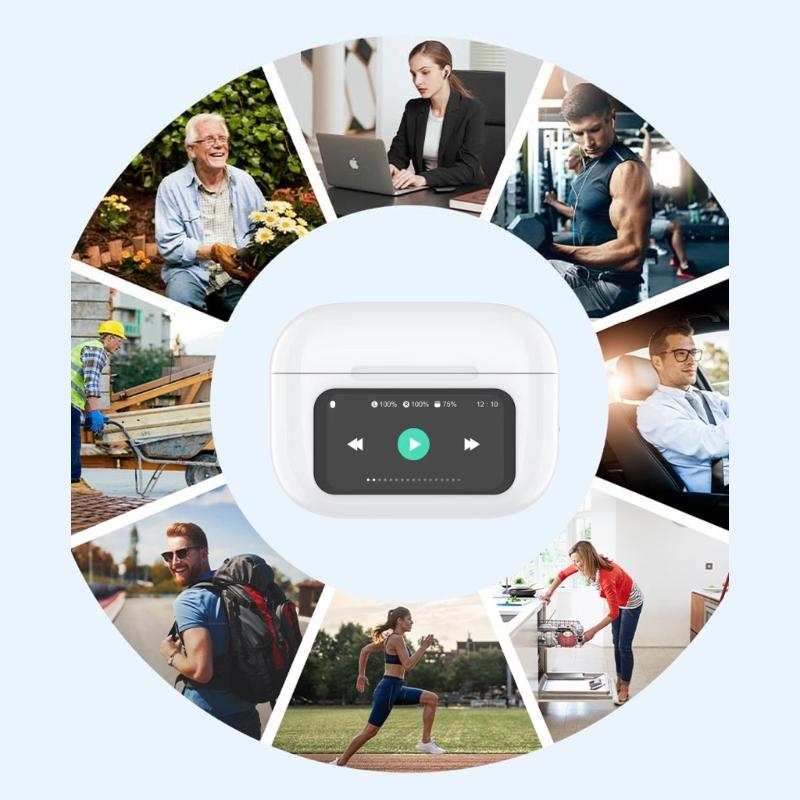 WT 1 Earbuds Touch Screen Headphones Wireless Earphones with Led Visible Display Earpiece for Sports Musics