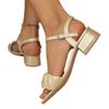 Fashion 2025 New Wrinkled Coarse Heel Open Toe Large Sandals for Women's Head Style European and American Middle Heel Sandals for Women
