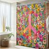 1Pc Vibrant Floral Peace Sign Shower Curtain - Colorful Flowers & Symbolic Design, Polyester Fabric Bathroom Dcor With 12 Hooks