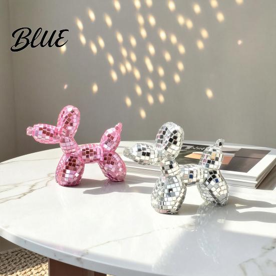 Reflective Mosaic Dog & Dad Maximalist Statue Balloon Disco Ornament for Mom Aesthetic Contemporary Home Ornament Ball Decor Preppy