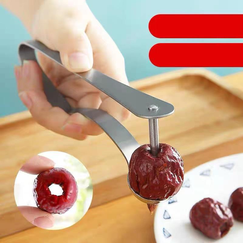 Denocciolatore per Ciliegie e Giuggiole in Acciaio Inossidabile Facile da Usare e Robusto Perfetto per la Cucina di Casa, la Pasticceria e la Preparazione di Snack Sani