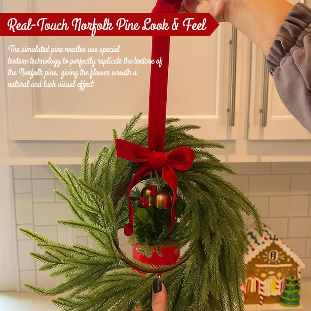 Christmas mini wreaths window decorations Red bows Bells  Artificial Wreath Christmas party home decorations