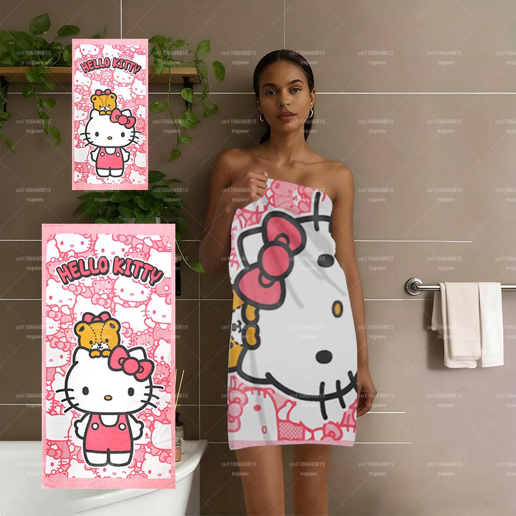 Cute Hello Kitty Microfiber Beach Towel Quick Dry Absorbent for Pool Travel BatCute Hello Kitty Beach Towel Soft Microfiberhroom