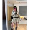 French Striped V-neck Long-sleeved Dress Women's Autumn and Winter Small Design Sense Niche Vacation Style Short Skirt Skirt