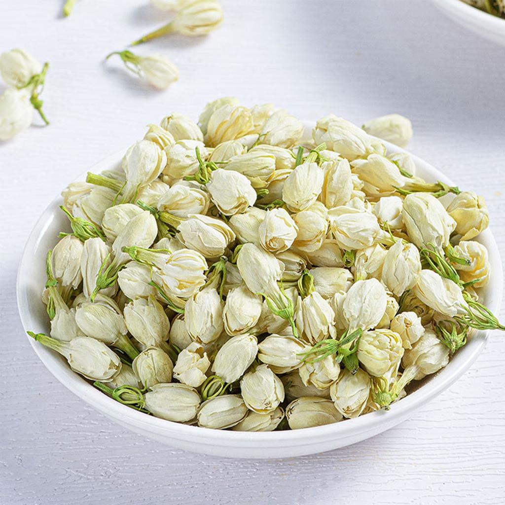 Boccioli di Gelsomino Biologici Premium per Tè, Aromaterapia e Artigianato, Fiori Secchi Naturali in Elegante Sacchetto di Rete, 100g