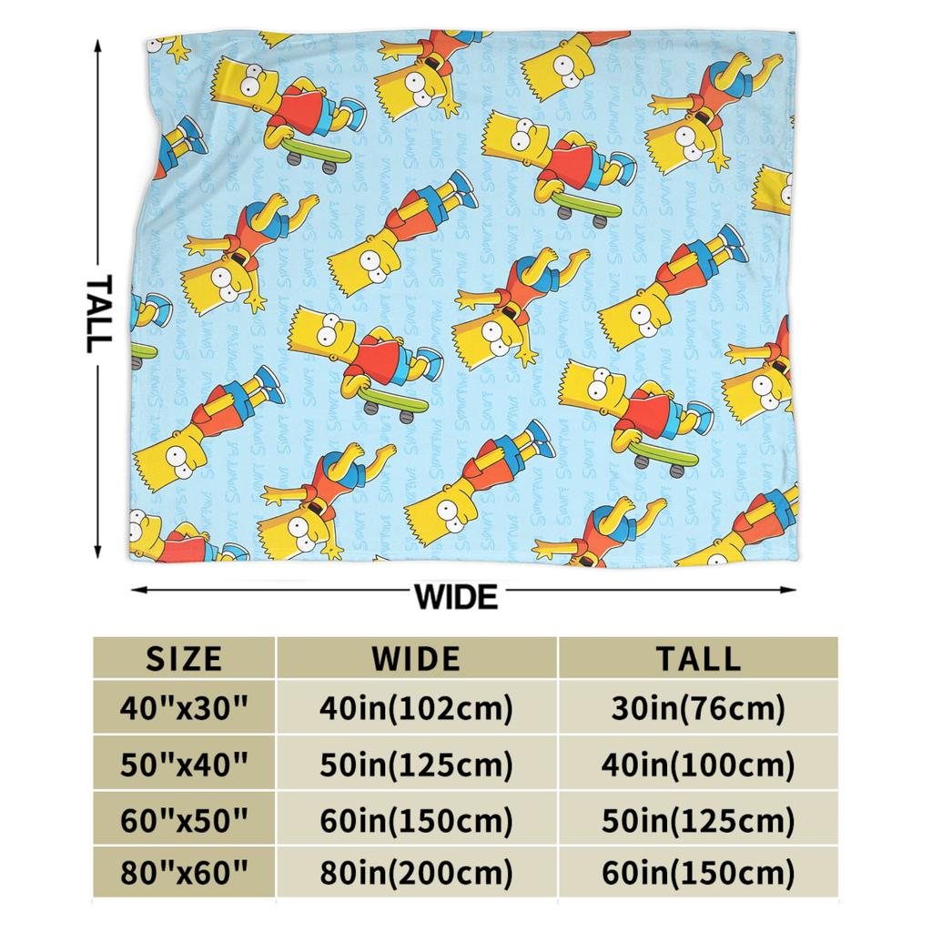 Cozy Blanket Picnic Bart S-Simpson Skateboarding Pattern Throw Blanket Funny Bedspread For Home Decor