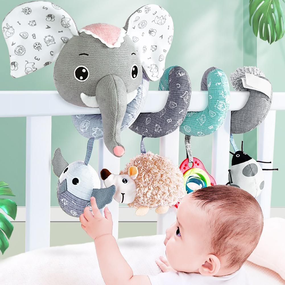 Infant Baby Elephant Spiral Plush Hanging Toys for Car Seat Stroller Wrap Around Baby Carriage Toy