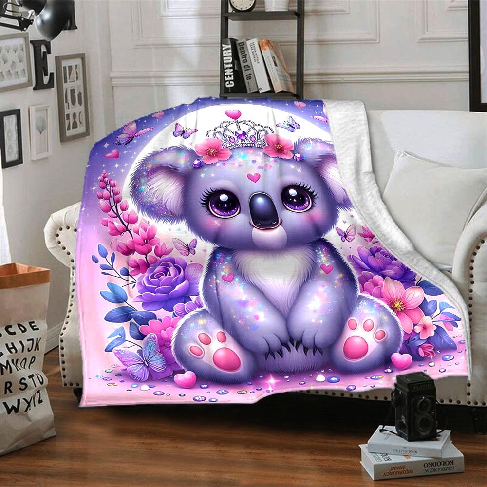 1pc Koala Princess blanket Lightweight Flannel Throw for Sofa Bed Travel Camping Livingroom Office Couch Chair